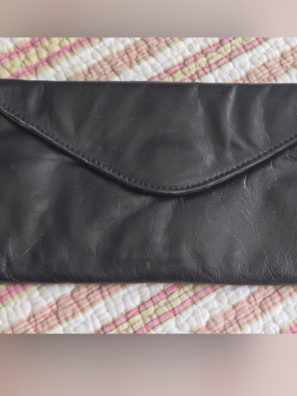 Latico Classic Black Leather Envelope Clutch